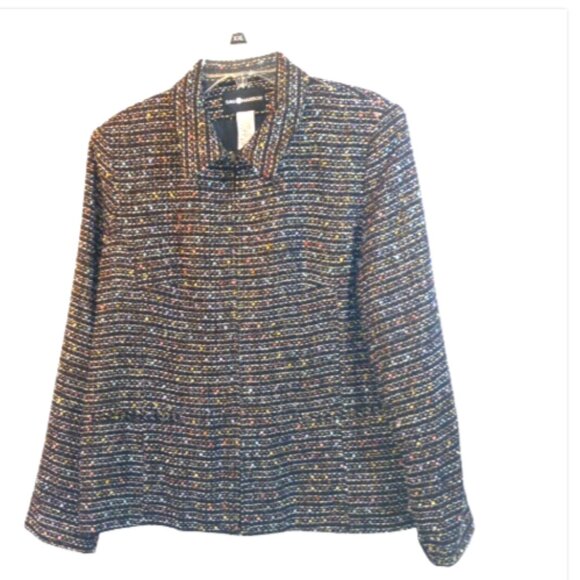 SAG HARBOR Women’s Jacket Size 14 Multi-Color Tweed Zip-Up Lined Blazer Coat - Picture 12 of 13